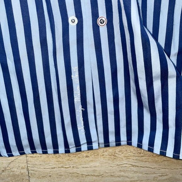 ROBERT GRAHAM Shirt Blue Striped Paisley Flip Cuffs L/XL 17 - Picture 5 of 6